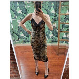 BETSY JOHNSON Pull-on Leopard Slip Dress